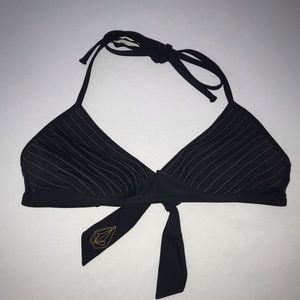 Volcom Black Striped Bikini Top